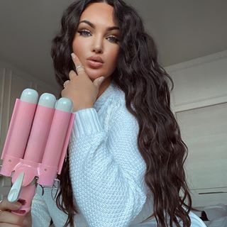 Happy Friday 👶🏽 Can you tell I have to pee? Natalie Halcro, Light Blue Knit, Hair Waver, Canadian Models, Ripple Effect, Styling Iron, Cute Hair, Short Styles, Mermaid Hair