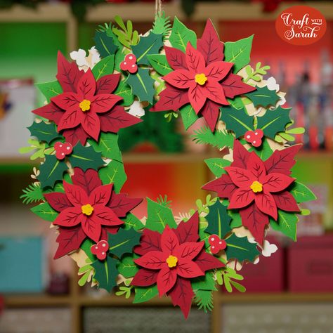 paper craft 3d Christmas Wreath, Felt Paper Christmas Decor, Handmade Paper Christmas Decorations, Christmas Wreaths Paper, Paper Advent Wreath, Paper Wreath Diy Christmas, Christmas Paper Wreath, Advent Wreath Ideas, Diy Paper Wreath