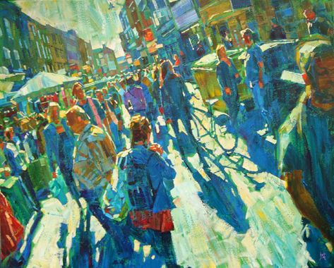 Brick Lane Crowds by Hashim Akib Crowed People Art, Crowd Of People Painting, Crowd Artwork, Crowds Art, Hashim Akib, Crowded Art, Crowd Painting, Crowd Art, Crowd Images