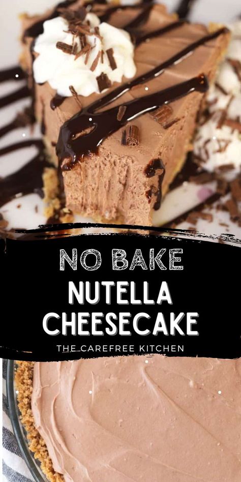 This No-Bake Nutella Cheesecake recipe is such an easy Nutella recipe and will be a hit at your next gathering. It's rich, cream, and comes together in just a few minutes. #thecarefreekitchen #nobake #nutella #cheesecake #crust #dessert Nutella Recipes Easy No Bake, Nutella No Bake Cheesecake, Nutella Cheesecake No Bake, No Bake Nutella Recipes, European Candy, Oreo Nutella Cheesecake, Nutella Cheesecake Recipe, Easter Egg Dessert, Nutella Desserts Easy