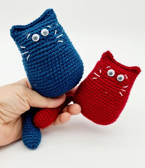 Pocket Cat Crochet Pattern, No Sew Crochet Cat Pattern, Sew Dog Toys Free Pattern, Crochet Toy For Cat, No Sewing Crochet Pattern, No Sew Dog Crochet Pattern, Crochet Black Cat Pattern Free Amigurumi, Beginner Crochet Stuffed Animals, Mini Cat Crochet