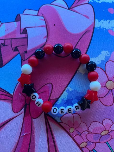 Helluva Boss Bracelet Ideas, Hazbin Hotel Friendship Bracelets, Hazbin Hotel Bracelet Ideas, Alastor Bracelet, Helluva Boss Bracelet, Candy Bracelets, Hazbin Hotel Jewelry, Hazbin Hotel Bracelets, Monster High Bracelet