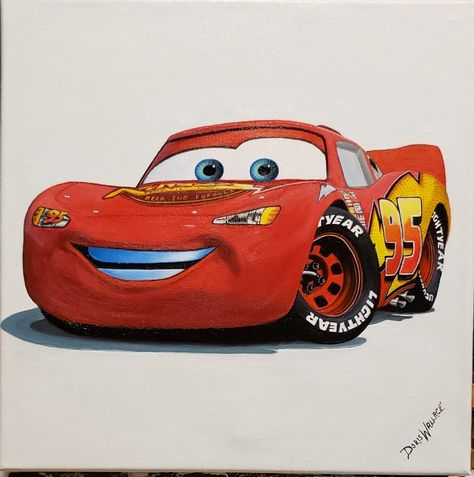 Acrylic painting by Doris Wallace Lightning Mcqueen Painting Canvas, Lighting Mcqueen Painting, Mcqueen Painting, Lightning Mcqueen Drawing, Werewolf Drawing, Cars Disney, Finger Art, Disney Paintings, Bbq Dinner