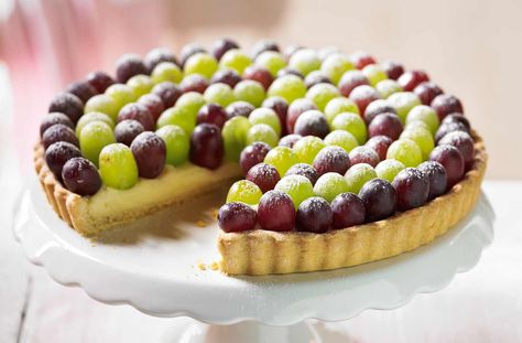 Citrus grape tart | Tesco Real Food Grape Tart, Grape Dessert, Tart Filling, Tesco Real Food, Fruit Tart, Sweet Tarts, Recipe Images, Homemade Desserts, Tart Recipes