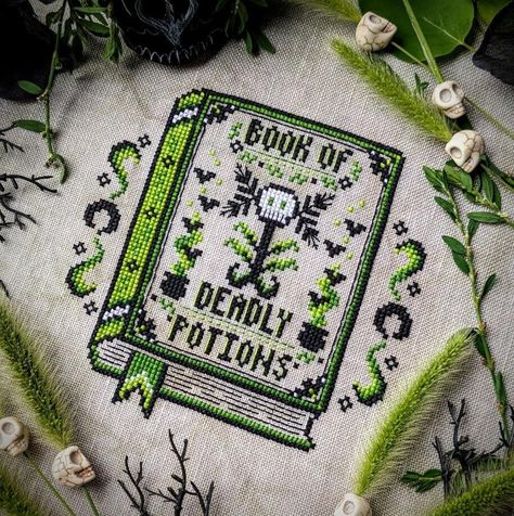 Library Halloween, Books Library, Halloween Cross Stitch Patterns, Halloween Cross Stitches, Cross Stitch Books, Magical Art, Back Stitch, Cross Stitch Art, Pattern Books