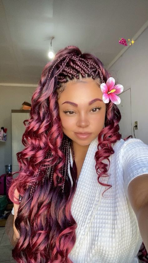 Feed In Braids Ponytail, French Curl Braids, Overnight Braids, Curl Braids, High Room, French Curl, Cute Hair Colors, African Hair Braiding Styles, Braided Cornrow Hairstyles