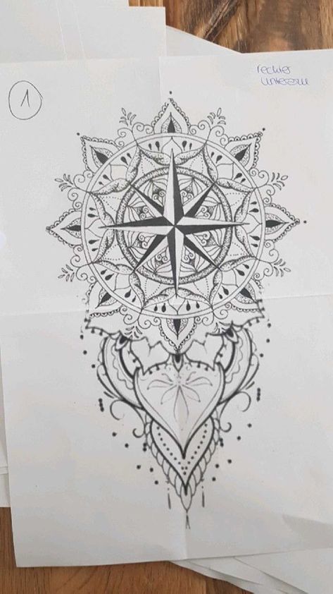 Mandala Compass Tattoo Feminine, Animal Design Tattoo, Mandala Compass Tattoo, Mandala Compass, Mandala Rose, Arm Sleeve Tattoos For Women, Tattoo Time, Compass Tattoo Design, Work Tattoo