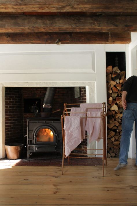 Bess Piergrossi, Antique Bed Frame, Walk Photo, Southern Maine, Three Cats, Hearth And Home, Old Farmhouse, Wood Beams, Home Desk