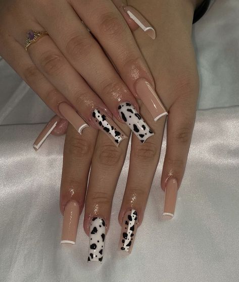 Vaquita Nails, Vaquera Nails, Cow Nails Acrylic, Nails Hacks, Mickey Nails, Country Nails, Cow Nails, Top Nails, Long Acrylic Nail Designs