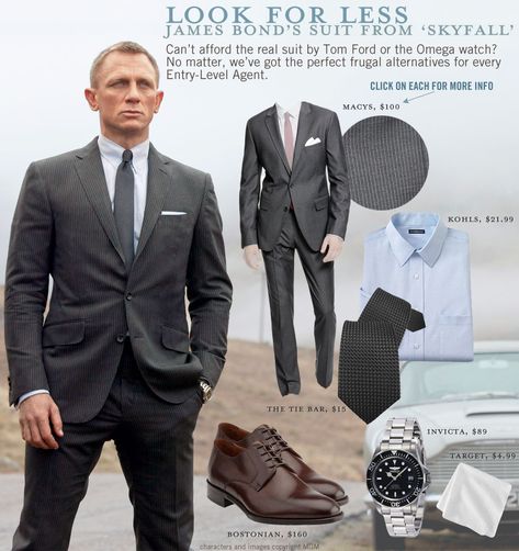 James Bond Skyfall look for guys on a budget. Express has something similar for a bit more, everything except the down collared shirt, which is custom. James Bond Outfits, James Bond Suit, Bond Outfits, James Bond Skyfall, Bond Suits, James Bond Style, A Man In A Suit, Man In A Suit, Herren Style