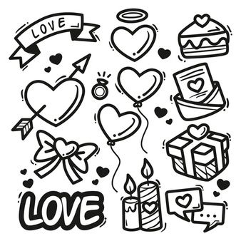 Premium Vector | Fantastic pack with variety of hand-drawn hearts When Ur In Love, Doodle Art Love, Ur In Love, Doodle Black And White, Valentine Drawing, Valentine Doodle, Dingbat Fonts, Vector Doodle, Doodle Frame