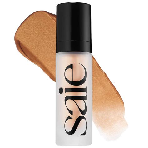 Saie Glowy Super Gel Lightweight Illuminating Serum | Sephora Saie Sun Glow, Selfcare Wishlist, Saie Glowy Super Gel, Dewy Highlighter, Perfume Ariana Grande, Glowy Super Gel, Charlotte Tilbury Magic Cream, Dewy Look, Preppy Makeup