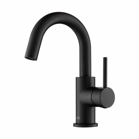 KIBI USA Circular Single Handle High-arc Bathroom Sink Faucet With Pop Up Drain & Reviews | Wayfair Wet Bar Sink, Bar Sink Faucet, Black Bathroom Faucet, Public Bathroom, Bathroom Faucets Brushed Nickel, Farmhouse Vanity, Matte Black Bathroom, Contemporary Bathroom Sinks, Black Faucet