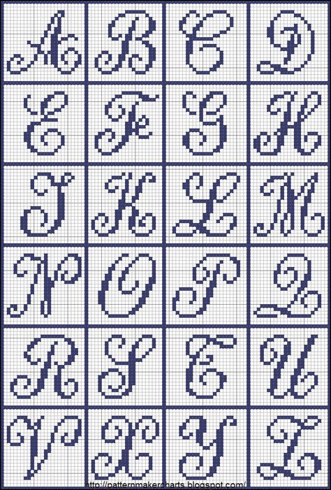 Free Easy Cross, Pattern Maker, PCStitch Charts + Free Historic Old Pattern Books: November 2010 Cross Stitch Alphabets, Cross Stitch Letter Patterns, Crochet Alphabet, Crochet Letters, Cross Stitch Alphabet Patterns, Cross Stitch Fonts, Pattern Maker, Cross Stitch Letters, Easy Cross