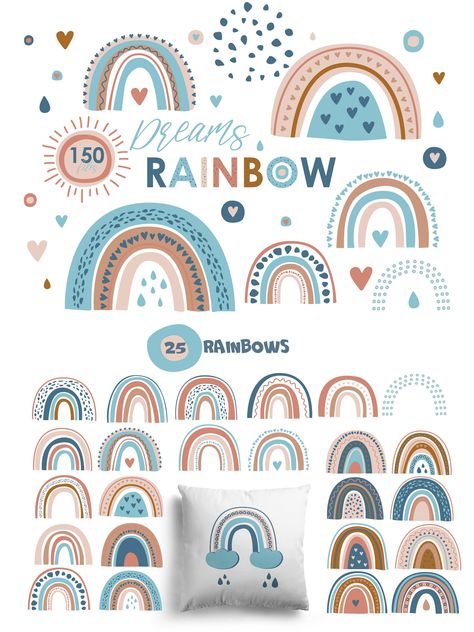 Rainbow Vector, Rainbow Illustration, Doodles Stickers, Modern Invitations, Spring Svg, Pattern Rainbow, Rainbow Clipart, Modern Rainbow, Montessori Education