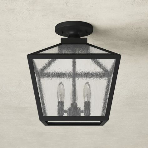 Ricardo Outdoor Semi Flush Mount & Reviews | Birch Lane Front Door Light, Porch Ceiling Lights, Ladybug House, Outdoor Porch Lights, Front Porch Lighting, Porch Living, Exterior Light Fixtures, Door Light, Outdoor Flush Mounts