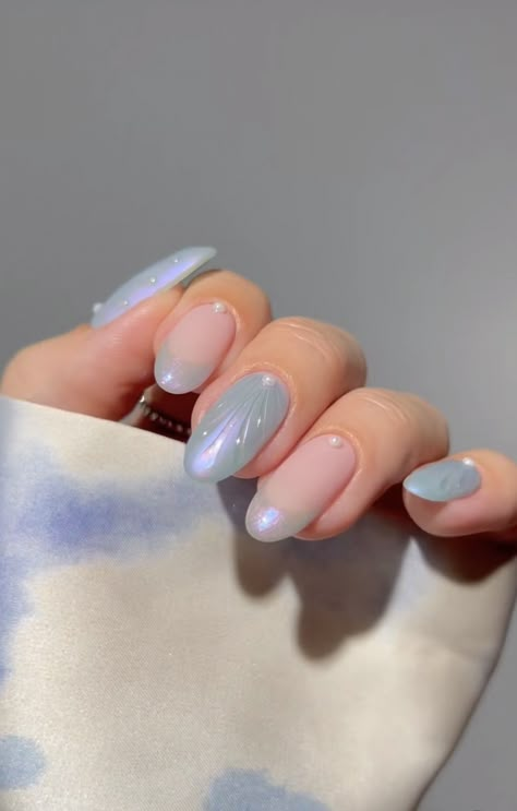 Blue Pearl Nails, Blue Shellac, Birthday Nail Ideas, Glamorous Birthday, Blush Pink Nails, Nail Art Inspo, Birthday Nail Designs, Birthday Nail, Chic Nail Art