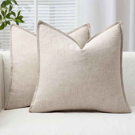 PRICES MAY VARY. 70% Ramie Linen and 30% Cotton HIGH-QUALITY FABRIC: Pillow covers are made of grade 70% ramie linen and 30% cotton. Natural linen material is soft, durable and breathable for all season use. Good workmanship and firm sewing. WIDE USAGE: Accent pillow covers rich in colors and sizes will provide a nice upgrade to your couch and sofa, relax your body in your bedroom and office, outdoor, also be an excellent present for your loved ones PACKAGE CONTENTS: The package includes two 20x Pillows For A White Couch, Sofa Relax, Farmhouse Couch, Beige Throw Pillows, Beige Pillow Covers, Neutral Throw Pillows, Pillow Combos, Beige Pillow, White Couches