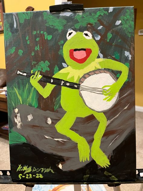 Kermit The Frog Painting, Frog Painting, Paint Matching, Kermit The Frog, Christmas Paintings, The Frog, Art Class, Art Classes, Abstract Art Painting