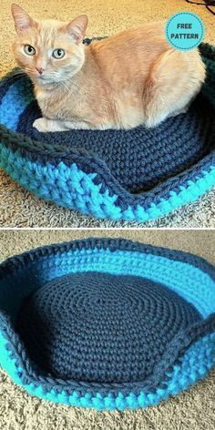 Cat Bed Pattern, Chat Diy, Crochet Cat Bed, Cat Couch, Robert Fuller, Crochet Dog Patterns, Pretty Crochet, Crochet Cozy, Knitted Cat