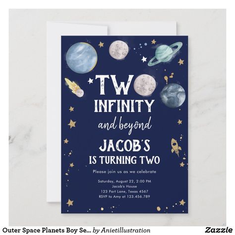 1 Birthday Invitation Card, Planets Birthday, 1 Birthday Invitation, Boy Second Birthday, 1st Birthday Invitations Boy, I Need Some Space, Planet Birthday, Moon Birthday, Outer Space Planets