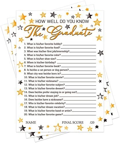 Amazon.com: Fibevon Graduation Party Game Cards - Who Knows The Graduate Best (36-Pack)- Graduation Party Collection Grad Celebration Party Supplies for High School/College/Senior School : Toys & Games Who Knows The Graduate Best, Grad Party Games, Graduation Party Games, College Senior, Who Knows, School College, Celebration Party, Grad Parties, Graduation Party