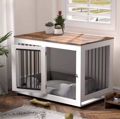 Dog crate, decorative dog crate, home decor for pets Decorative Dog Crates, Modern Dog Crate, Dog Crate End Table, Dog Crate Table, Crate End Tables, Puppy Kennel, Wooden Dog Kennels, Wooden Dog Crate, Wooden Dog House