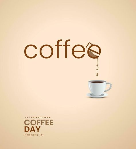 International coffee day. Creative coffee ads. 3D illustration International Coffee Day Creative Ads, Coffee Day Creative Ads, Coffee Poster Design Graphics, Coffee Creative Ads, Bakery Ads, World Coffee Day, Tea Ads, Happy International Coffee Day, Coffee Ads