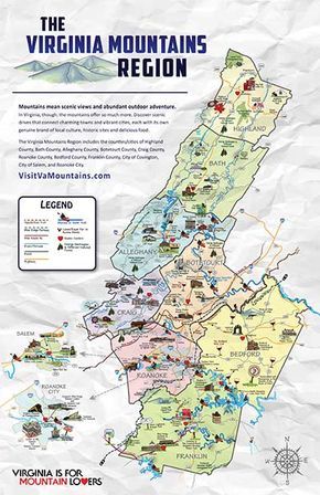 Virginia Mountains Region Map Map Of Virginia, West Virginia Vacation, Vacation Mountains, Virginia Beach Vacation, West Virginia Mountains, Virginia Map, Virginia Mountains, Virginia Vacation, Leesburg Virginia