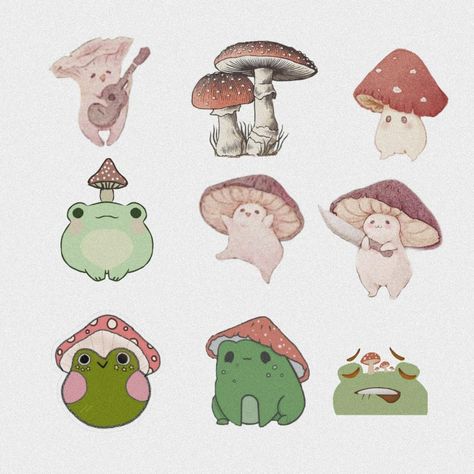 Cute Simple Frog Tattoo, Toad Doodle, Mushrooms Tattoos, Mushroom Frog Tattoo, Frog Mushroom Tattoo, Frog And Mushroom Tattoo, Frog Flash Tattoo, 2024 Journal, Mushroom Frog