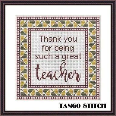 Thank you for being such a great teacher greeting birthday cross stitch – Tango Stitch Teacher Cross Stitch, Cross Stitch Gifts Ideas, Birthday Cross Stitch, Cross Stitch Pattern Free, Unicorn Cross Stitch Pattern, Needlecraft Patterns, Simple Embroidery Designs, Stitch Shop, Stitch Gift