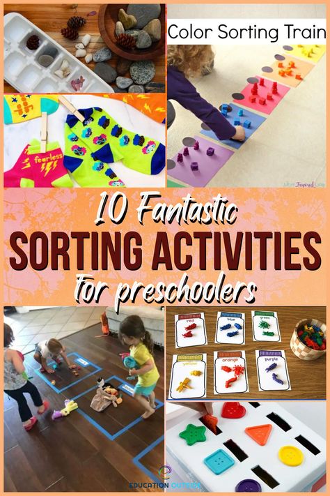 Sorting Montessori Activities, Kindergarten Math Sorting Activities, Sorting Objects Year 1 Maths, Sorting Games For Preschool, Sorting Kindergarten Activities, Sorting Preschool Activities, Preschool Sorting Activities, Similarities And Differences Activities, Same And Different Activities