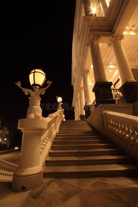 Falaknuma Palace entrance at night royalty free stock photos Royal Garden Aesthetic Night, Warehouse Hangout, Castle Balcony Night, Taj Falaknuma Palace, Palace Entrance, Falaknuma Palace, Runaway Princess, Dream Architecture, Aesthetic Reference