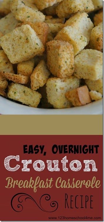 Easy overnight, make ahead Crouton Breakfast Casserole Recipe - This is such a yummy, easy to make recipe. This is perfect breakfast recipe for company or Christmas morning. GREAT RECIPE! Breakfast Casserole Using Croutons, Egg Casserole With Croutons, Egg Bake With Croutons Breakfast, Crouton Egg Bake, Egg Bake With Croutons, Crouton Breakfast Casserole, Casserole Recipes Crockpot, Breakfast Casserole With Croutons, Easter Meals