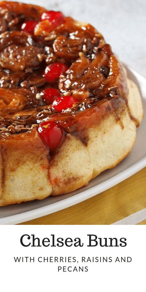 Chelsea Buns are your festive, colorful cinnamon rolls with all the delightful add-ons like raisins, pecans and cherries. #cinnamonrolls #stickybuns #buns Chelsea Bun Recipe, Monkey Breads, Chelsea Buns, Chelsea Bun, Bread Healthy, Breakfast Pastry, British Recipes, Donut Maker, Grandma Quotes