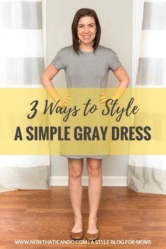 Your #closet can benefit from basic wardobe pieces like this grey dress! Make it casual or make it dressy, with the right accessories you can make it be whatever you want! I love this mom's #tips and #ideas to get me started on how to wear a simple dress. #momlife #fashion #mom #outfits #easy #clothes #style #tricks Grey Dress Outfit Fall, Layering With Dresses, Grey Dress Outfit Casual, Easy Mom Style, Shirtdress Outfit, Simple Grey Dress, Grey Dress Outfit, Fashion For Moms, Maternity Capsule Wardrobe