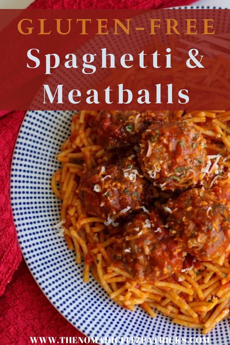 A classic comfort food - spaghetti and meatballs made gluten-free! #glutenfree #spaghettiandmeatballs Spaghetti And Meatballs Recipe, Food Spaghetti, Baked Meatball Recipe, Gluten Free Recipes For Lunch, Crockpot Spaghetti, Gluten Free Meatballs, Baked Meatballs, Gluten Free Guide, Spaghetti Meatballs