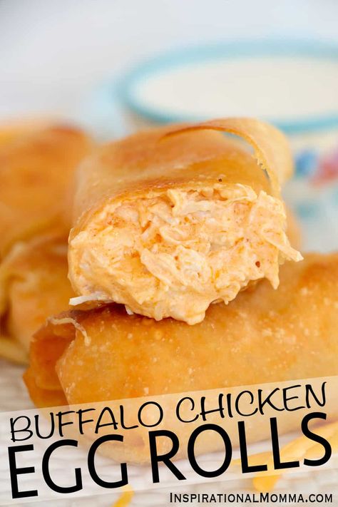 Buffalo Chicken Egg Rolls, Buffalo Chicken Eggrolls, Buffalo Chicken Wontons, Homemade Egg Rolls, Chicken Egg Rolls, Bite Size Appetizers, Egg Roll Recipes, Cream Cheese Chicken, Canned Chicken