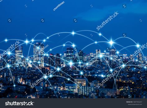 Wireless communication network concept. IoT(Internet of Things). ICT(Information Communication Technology). Communication Networks, Fibre Optics, Fiber Optic Cable, 3d Printing Technology, Smart City, Web Server, Business Intelligence, Fiber Optic, Digital Transformation