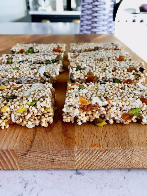 Healthy Energy Snacks, Puffed Amaranth, Protein Energy Bars, Amaranth Recipes, Quinoa Bars, Puffed Quinoa, Sweat Treats, Healthy Snack Bars, Healthy Bars