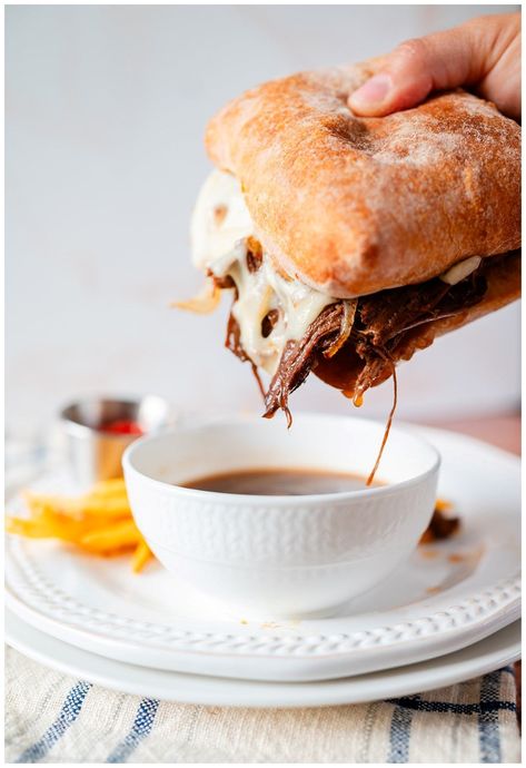 Crock Pot Venison French Dip Sandwiches Crock Pot Venison, Pepperoncini Beef, Slow Cooker French Dip Sandwiches, Slow Cooker French Dip, Slow Cooker Shredded Beef, Venison Roast, Slow Cooked Pulled Pork, French Dip Sandwiches, Gravy Packet