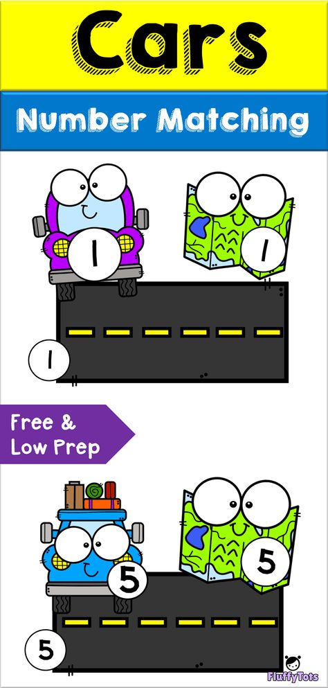 FREE Cars Number Matching 1-10 | Match the numbers on the cars, to the numbers on the map, to the numbers on the road. And paste them together! Grab this FUN Freebies for your preschoolers, preK and Kindergarten. Perfect for your Math Center. #preschooltheme #mathpreschool #kindergarten #prechool #preschoolcounting Number Games For Toddlers, Preschool Transportation, Preschool Numbers, Preschool Math Centers, Summer Lesson, Transportation Activities, Preschool Counting, Transportation Preschool, Travel Printables