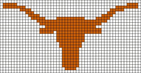 Alpha Pattern #2099 Texas Longhorns Preview added by mkhatt Texas Pixel Art, Longhorn Crochet Pattern, Texas Longhorn Crochet Blanket Pattern, Beaded Buffalo Pattern, Crochet Texas Longhorns Patterns, Western Alpha Pattern, Cowboy Alpha Pattern, Longhorn Cross Stitch Pattern, Buffalo Cross Stitch