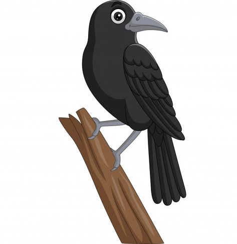 Cartoon crow standing on a tree branch | Premium Vector #Freepik #vector #tree #halloween #wood #nature Cartoon Crow, Crow Images, Crows Drawing, Wood Burning Patterns Stencil, Premium Vector Cartoon, Play Hacks, Animals Illustration, Crow Bird, Bird Clipart