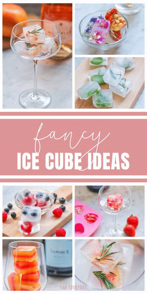 Ice Cubes Ideas, Ice Ideas For Drinks, Ice Blocks Decoration, Ice Cube Drinks, Decorative Ice Cubes Ideas, Different Ice Cubes, Ice Cube Ideas For Drinks, Prosecco Ice Cubes, Gourmet Ice Cubes