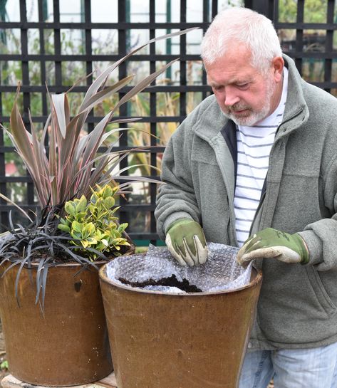 How to prevent cracked pots in winter Large Flower Pot Ideas, Planter Arrangements, Wooden Containers, Large Flower Pots, Plastic Planters, Outdoor Pots, Garden Pottery, Beautiful Bike, Ceramic Pots