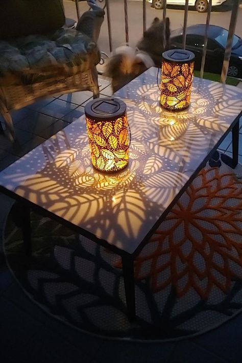 garden maple lantern,I love the light color and the size is perfect. It makes a beautiful pattern all around it. Best Outdoor Solar Lights, Diwali Decoration Lights, Outdoor Pillar Lights, Solar Lantern Lights, Dream Garden Backyards, Lanterns Outdoor, Solar Lanterns Outdoor, Backyard Covered Patios, Solar Lantern