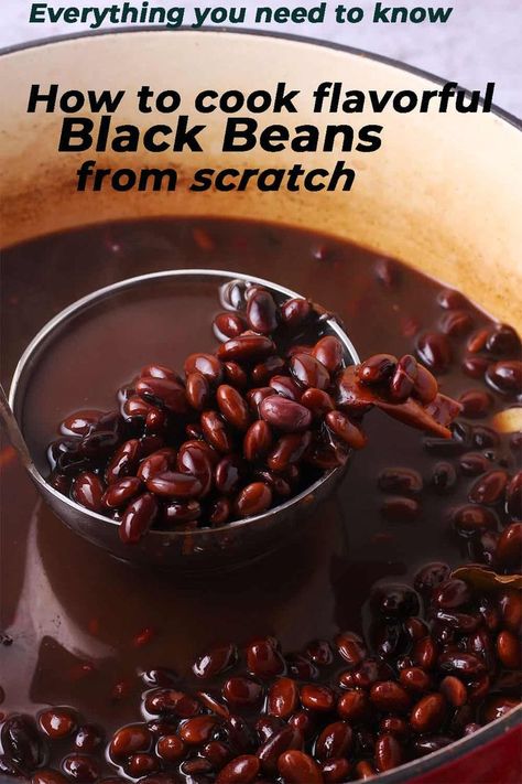 Learn how to cook flavorful black beans from scratch right on the stovetop and ditch carrying, storing and recycling all those cans! Cooking beans is easy, cheaper and comes without the extra salt and additives you don’t want. Low Sodium Black Beans, Dried Black Beans Recipe, Black Beans Stovetop, How To Make Black Beans From Dry Beans, How To Cook Black Beans From Scratch, How To Cook Dry Black Beans, How To Cook Dried Black Beans, Stovetop Black Beans, Cooking Beans From Dry