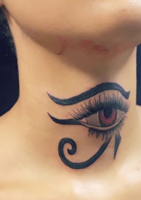 Behind Neck Tattoo Woman Cover Up, Eye On Neck Tattoo, Eye Neck Tattoos Women, Thug Tattoos For Women Neck, Evil Eye Tattoo Neck, Eye Throat Tattoo, Evil Eye Neck Tattoo, Eye Tattoo On Neck, Eye Tattoo Neck