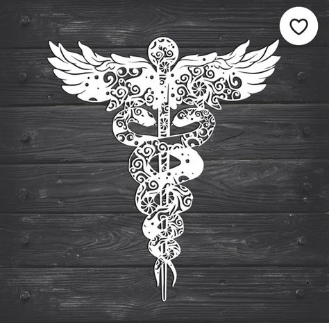 Caduceus Tattoo Nurse, Caduceus Tattoo, Nurse Tattoo, Old School Tattoo Designs, Cricut Craft Room, Cameo Projects, Cricut Tutorials, Cricut Creations, Mandala Svg